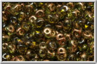 SD-50230-14215, SuperDuo Beads, olivine, lt., trans., half copper, 10g