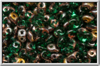 SD-50720-22501, SuperDuo Beads, emerald, trans., celsian, 10g