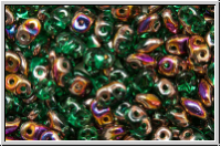 SD-50720-29500, SuperDuo Beads, emerald, trans., half sliperit, 10g