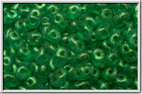 SD-50720-56952, SuperDuo Beads, emerald, trans., stardust, 10g