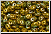 SD-53410-15780, SuperDuo Beads, olivine, op., vega luster, iris., 10g