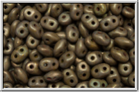 SD-53420-85695, SuperDuo Beads, olivine, lt., op., violet/brown senegal, matte, 10g