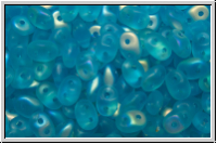 SD-60020-28771, SuperDuo Beads, aqua, trans., matte, AB, 10g