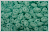 SD-61300-84110, SuperDuo Beads, aqua, silk opal, matte, 10g