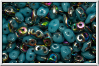 SD-63030-28101, SuperDuo Beads, aqua, op., half vitrail, 10g