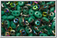 SD-63130-28101, SuperDuo Beads, turquoise, op., half vitrail, 10g