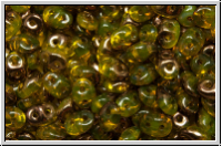 SD-80020-14215, SuperDuo Beads, yellow, trans., half copper, 10g