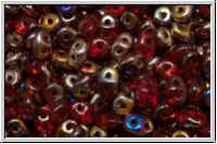 SD-90080-29500, SuperDuo Beads, siam ruby, trans., half sliperit, 10g