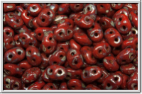 SD-93200-43400, SuperDuo Beads, red, op., silver picasso, 10g