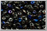 SD-23980-22201, SuperDuo Beads, black, op., half azuro, 10g