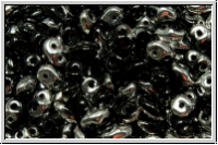 SD-23980-27001, SuperDuo Beads, black, op., half silver, 10g