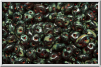 SD-90080-86805, SuperDuo Beads, siam ruby, trans., dark picasso, 10g