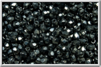 Bhm. Glasschliffperle, feuerpol., 3mm, hematite, met., 50 Stk.