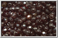 Bhm. Glasschliffperle, feuerpol., 4mm, garnet, dk., trans., 50 Stk.