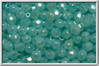 Bhm. Glasschliffperle, feuerpol., 4mm, aqua, lt., opal, luster, 50 Stk.