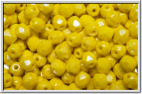 Bhm. Glasschliffperle, feuerpol., 4mm, yellow, lt., op., luster, 50 Stk.