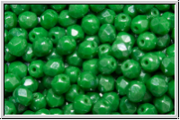 Bhm. Glasschliffperle, feuerpol., 4mm, green, forest, op., luster, 50 Stk.