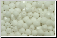 Bhm. Glasschliffperle, feuerpol., 4mm, white, op., 50 Stk.