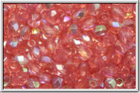 Bhm. Glasschliffperle, feuerpol., 4mm, rose, opal, AB, 50 Stk.