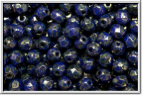 Bhm. Glasschliffperle, feuerpol., 4mm, blue, op., violet senegal, 50 Stk.