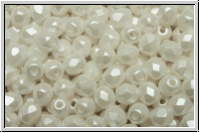 Bhm. Glasschliffperle, feuerpol., 4mm, white, alabaster, white pastel, 50 Stk.