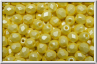 Bhm. Glasschliffperle, feuerpol., 4mm, white, alabaster, yellow pastel, soft, 50 Stk.