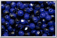 Bhm. Glasschliffperle, feuerpol., 4mm, blue, op., half azuro, 50 Stk.