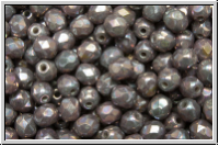 Bhm. Glasschliffperle, feuerpol., 4mm, grey, dk., op., nebula, 50 Stk.