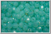 Bhm. Glasschliffperle, feuerpol., 4mm, aqua, lt., opal, 50 Stk.