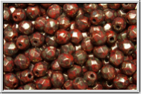 Bhm. Glasschliffperle, feuerpol., 4mm, red, op., violet senegal, 50 Stk.