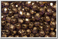 Bhm. Glasschliffperle, feuerpol., 4mm, crystal, trans., dk. bronze, 50 Stk.