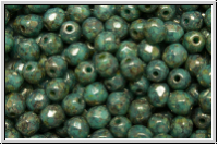 Bhm. Glasschliffperle, feuerpol., 4mm, blue turquoise, op., violet senegal, 50 Stk.