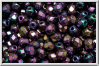 Bhm. Glasschliffperle, feuerpol., 4mm, purple, met., iris., 50 Stk.