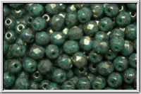 Bhm. Glasschliffperle, feuerpol., 4mm, blue turquoise, op., lila marbled, 50 Stk.