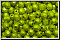 Bhm. Glasschliffperle, feuerpol., 4mm, lime, met., satin, 50 Stk.