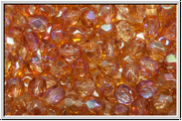 Bhm. Glasschliffperle, feuerpol., 4mm, crystal, trans., orange AB, 50 Stk.