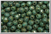 Bhm. Glasschliffperle, feuerpol., 4mm, blue turquoise, op., violet senegal, 50 Stk.