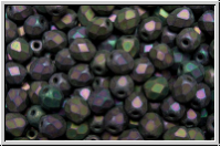 Bhm. Glasschliffperle, feuerpol., 4mm, purple, met., matte, iris., 50 Stk.