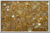 Bhm. Glasschliffperle, feuerpol., 4mm, crystal, trans., yellow AB, 50 Stk.