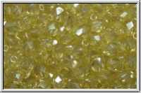 Bhm. Glasschliffperle, feuerpol., 4mm, crystal, trans., yellow luster, 50 Stk.