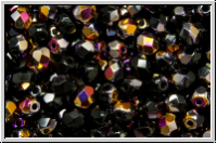 Bhm. Glasschliffperle, feuerpol., 4mm, black, op., half sliperit, 50 Stk.