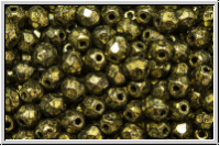 Bhm. Glasschliffperle, feuerpol., 4mm, bronze, met., antique, 50 Stk.