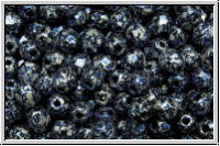 Bhm. Glasschliffperle, feuerpol., 4mm, black, op., blue, tweedy, 50 Stk.