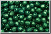 Bhm. Glasschliffperle, feuerpol., 4mm, white, op., dk. green, gold shine, 50 Stk.