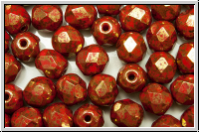 Bhm. Glasschliffperle, feuerpol., 6mm, red, op., lila marbled, 25 Stk.