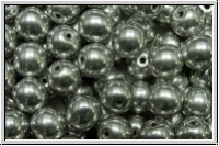 bhm. Glasperle, rund, 6mm, crystal, trans., full silver, 25 Stk.