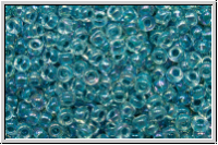 RR-11-0279, MIYUKI Rocailles, 11/0, crystal, trans., marine blue-ld., AB, 10g