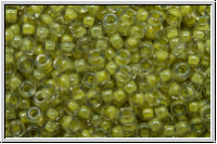 RR-11-0378, MIYUKI Rocailles, 11/0, crystal, trans., lt. olivine-ld., luster, 10g