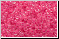 RR-11-4301, MIYUKI Rocailles, 11/0, crystal, trans., neon wild strawberry-ld., luminous, 10g