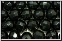 Bhm. Glasschliffperle, feuerpol., 8mm, black, opaque, 10 Stk.